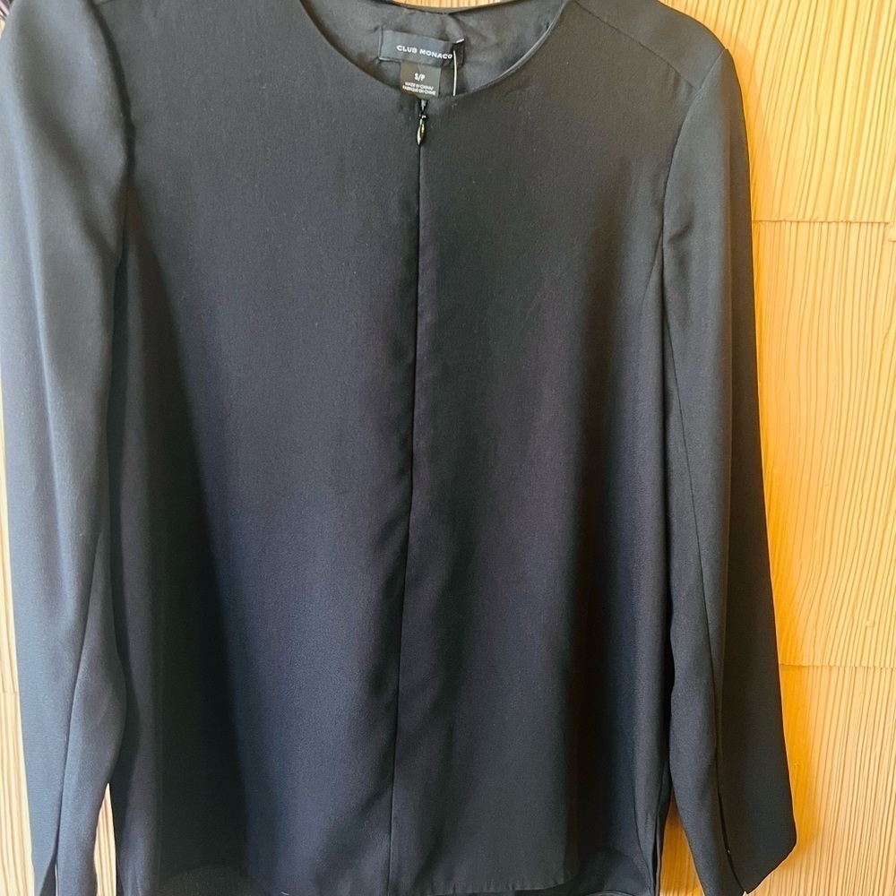 Club Monaco Bramah Chemise Black Front Zip Top